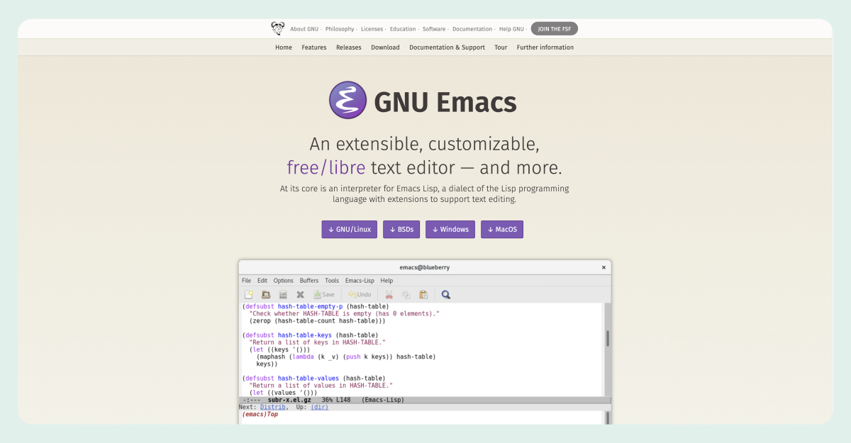 Emacs website