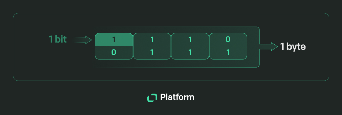 Text Platform bytes and bits