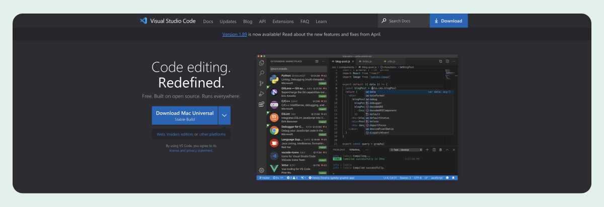 Visual Studio Code website